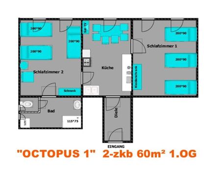Monteurwohnung "Octopus-1" mit zwei Schlafzimmer, Hofgeismar-Zentrum! Monteurwohnung "Octopus-1" mit zwei Schlafzimmer, Hofgeismar-Zentrum!