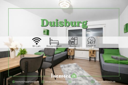 Duisburg WLAN - Smart-TV - 24-7 Check-in und Küche Duisburg WLAN - Smart-TV - 24-7 Check-in und Küche