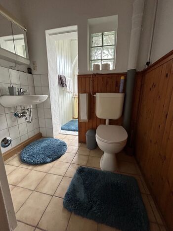 Badezimmer mit Dusche und Toilette Badezimmer mit Dusche und Toilette