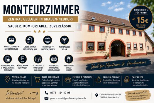 Komfortable Monteurzimmer & Langzeitaufenthalte – Picture 1 Komfortable Monteurzimmer & Langzeitaufenthalte – Picture 1