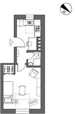 Grundriss 1-Zimmer-Wohnung Grundriss 1-Zimmer-Wohnung