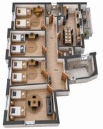 Übersicht der 4-Zimmer-Wohnung mit vier Schlafzimmern, großer Küche, Badezimmer, separatem Gäste-WC, Flur und Balkon. Alle Zimmer sind zentral vom Flur aus erreichbar. Übersicht der 4-Zimmer-Wohnung mit vier Schlafzimmern, großer Küche, Badezimmer, separatem Gäste-WC, Flur und Balkon. Alle Zimmer sind zentral vom Flur aus erreichbar.