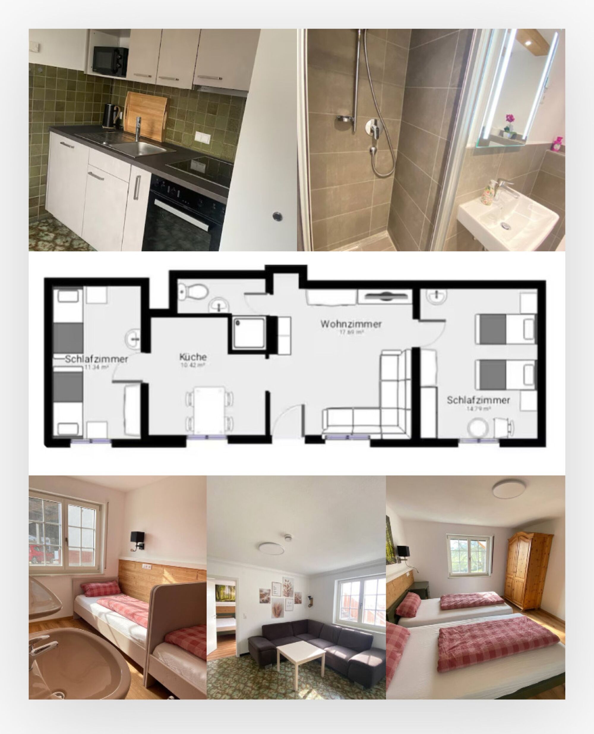 Wohnung Gartenblick (Nr. 1) Neu renoviert seit März 25. 4 Einzeln stehende Betten. 