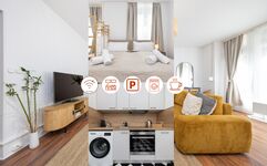 Highlights: Top Betten, Bettwäsche &Handtücher, Waschm., Kaffee, 50"TV, Arbeitstisch, schnelles Internet, Parking