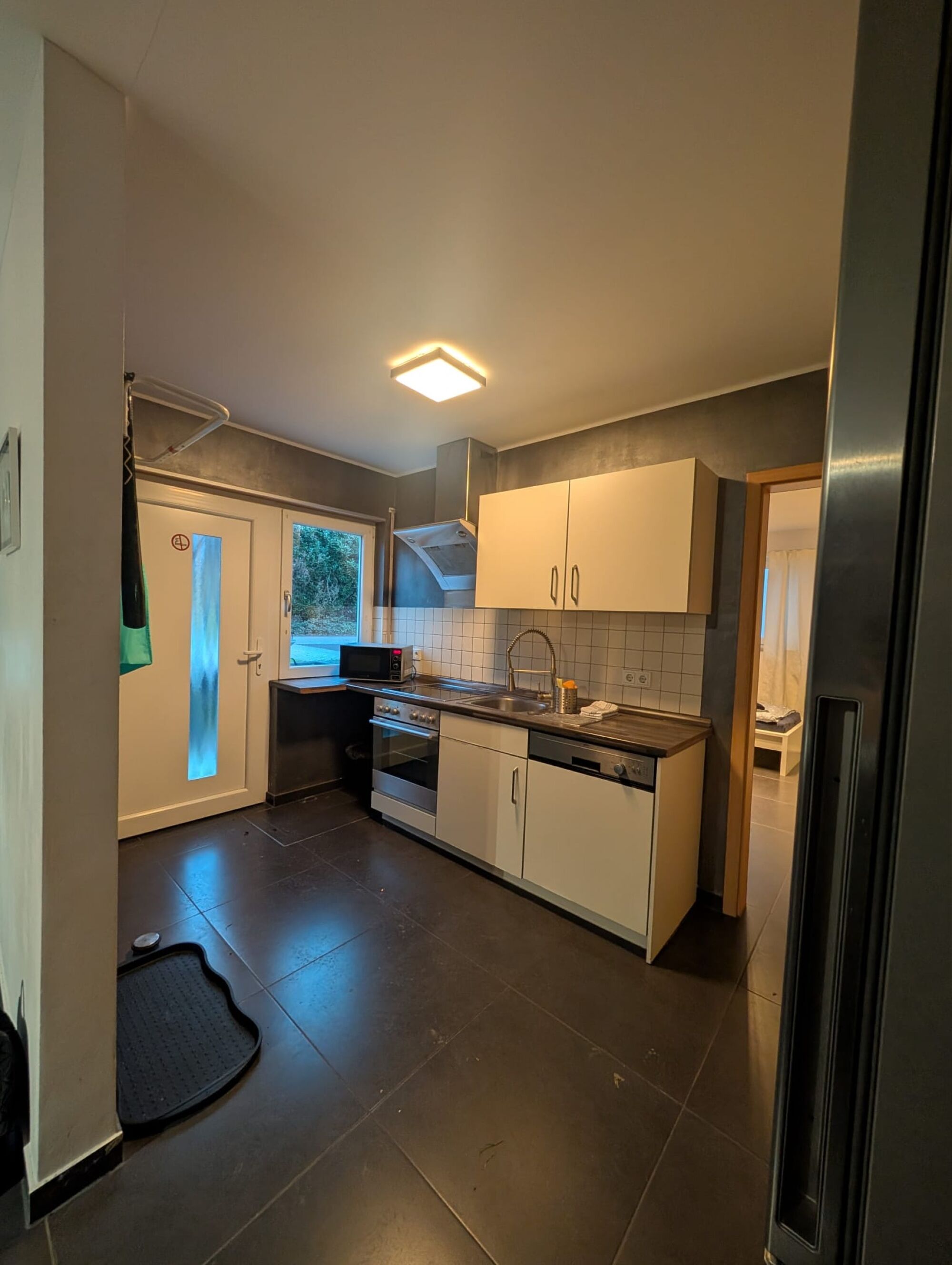 offene Küche mit Herd, Backoden Spülmaschine und Microwelle