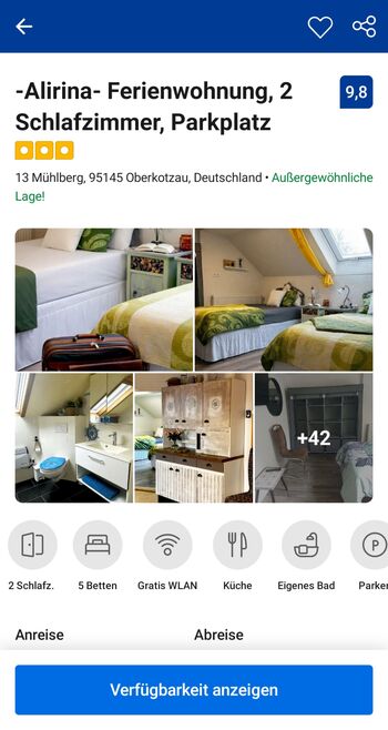 ALiRiNA Ferienwohnung bei Hof/Saale – 2 SZ, 4 Einzelbetten