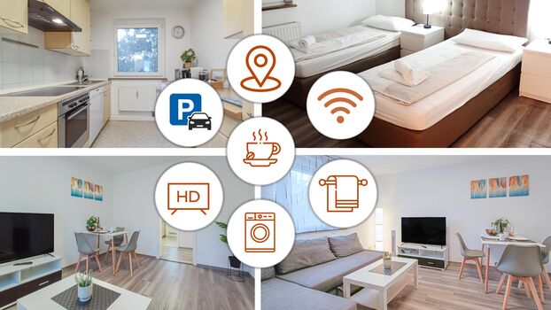 NEU Worker Suites / Parkplatz / große Gruppen