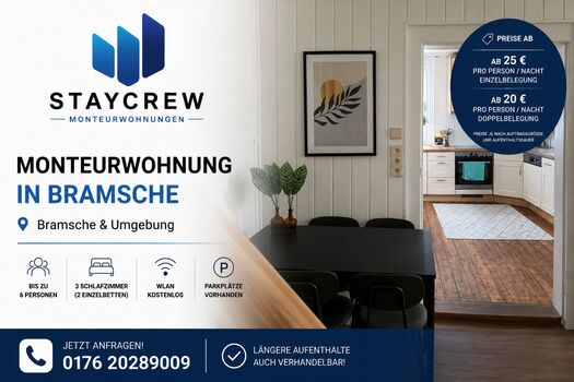 Monteurwohnung in Bramsche – Perfekte Unterkunft für Ihr Team