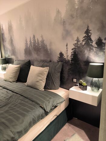 Ein Schlafzimmer mit Boxspringbett 180x200cm Übergroße Allergiker Bettwäsche 0