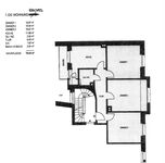 Grundriss der 3-Zimmer-Wohnung mit Übersicht über Zimmer, Küche, Badezimmer und Flur.